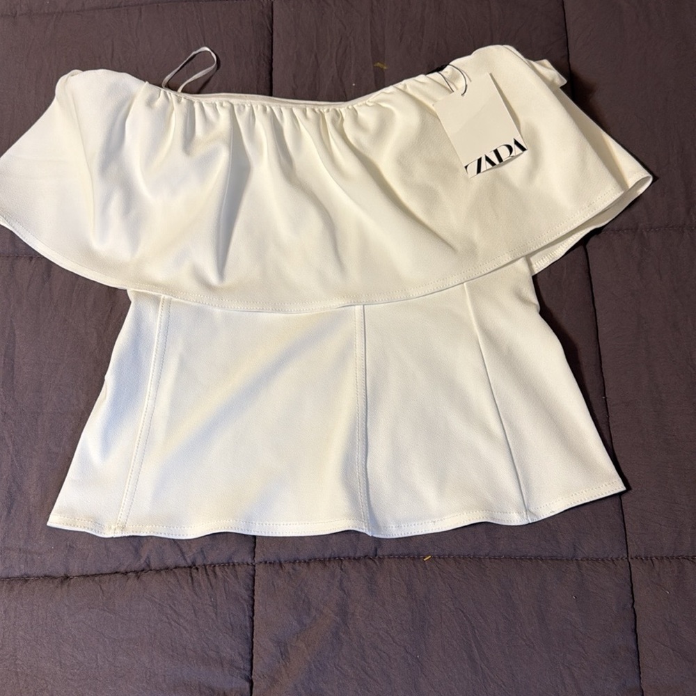 NWT Zara White Off-Shoulder Top